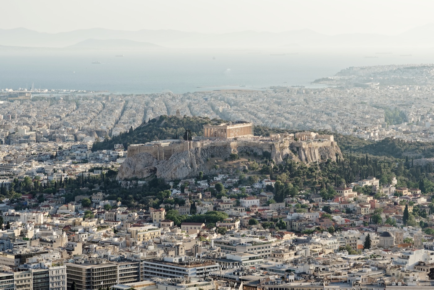 View of the Acropolis of Athens from Lycabettus Hill
