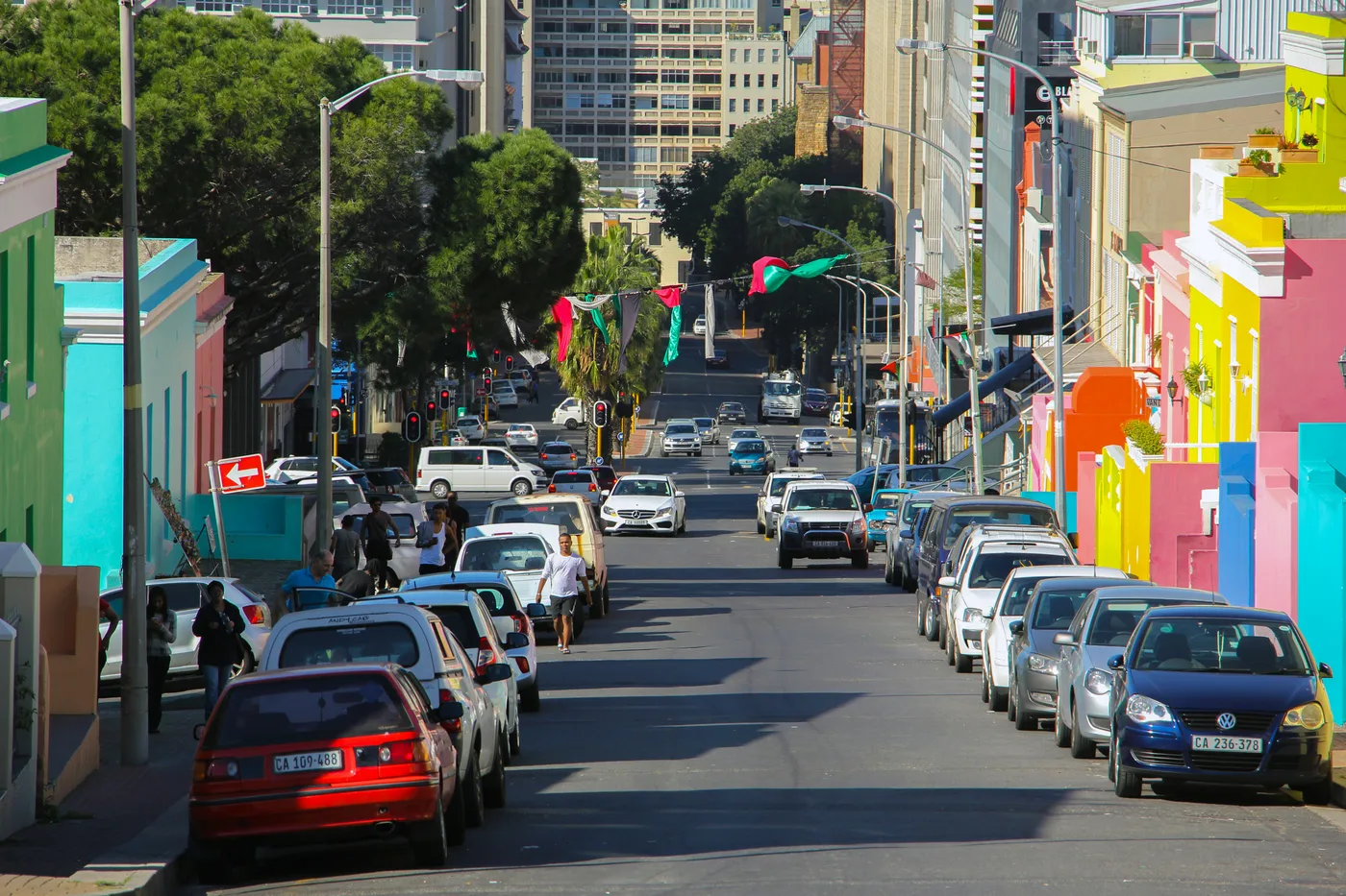 Colorful houses along Wale Street in the Bo-Kaap Cape Town