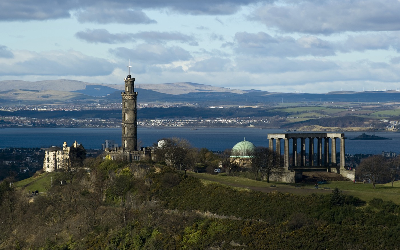 Calton Hill at golden hour in Edinburgh