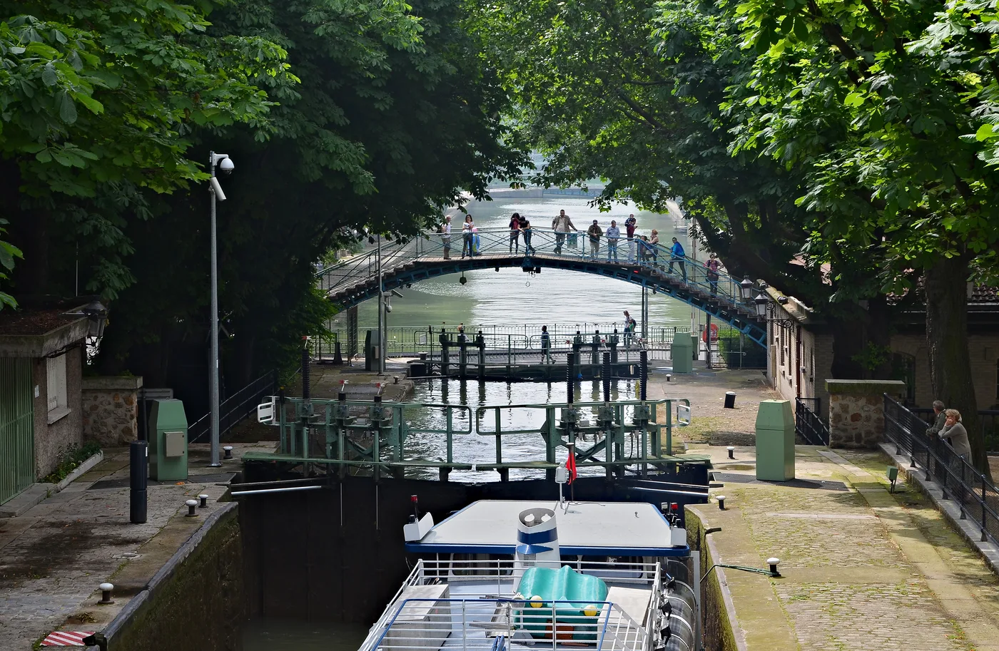 Canal Saint-Martin locks in Paris