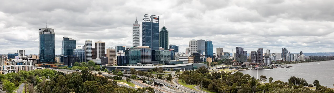 Perth skyline and Swan River seen from Kings Park